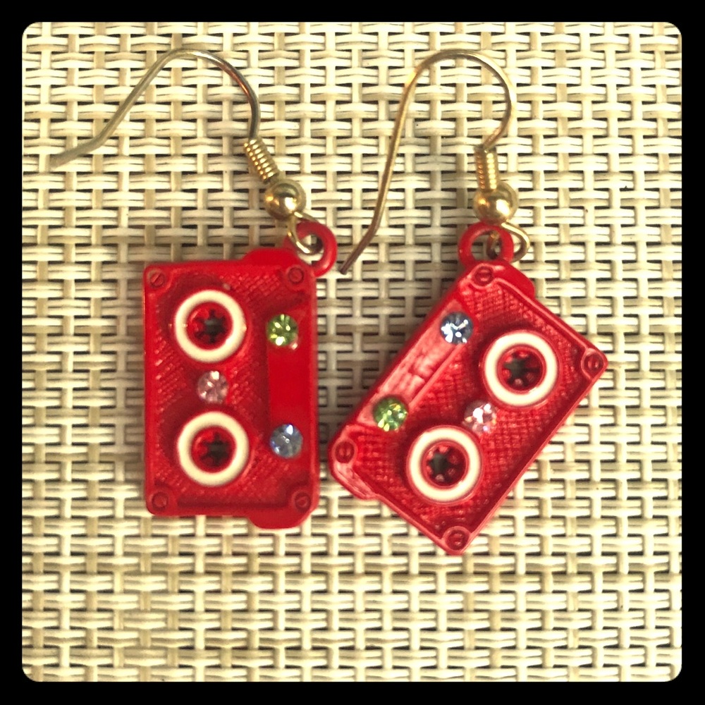 Red Cassette Tape Earrings